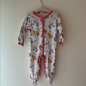 White and Red Footies with Playful Animal Print